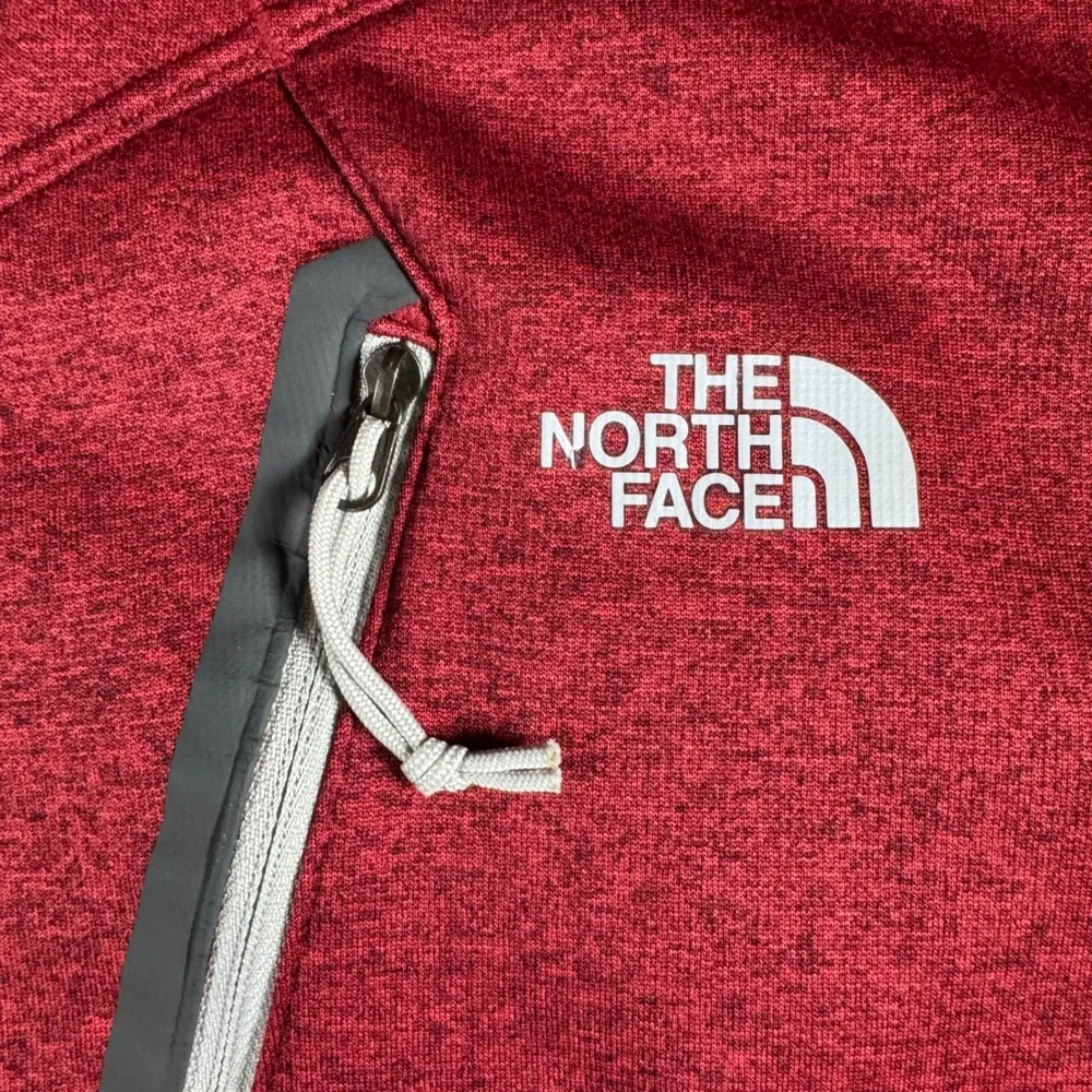 The North Face Pullover Mens L Red Quarter Zip Fleece Chest Pocket Activewear